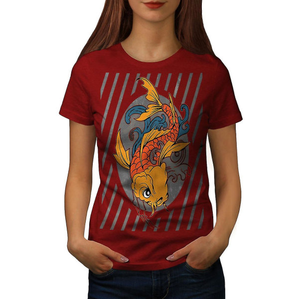 Japan Art Fish Koi T-shirt för kvinnor M