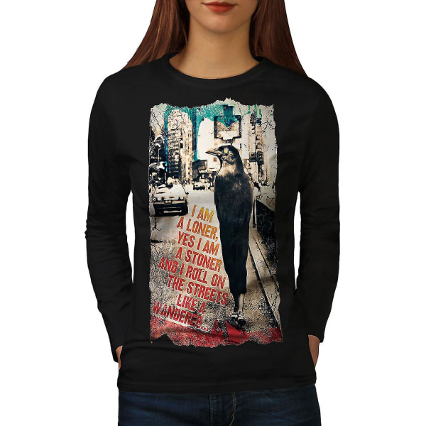 Loner Stoner City Animal Women Blacklong Sleeve T-shirt | Wellcoda XL