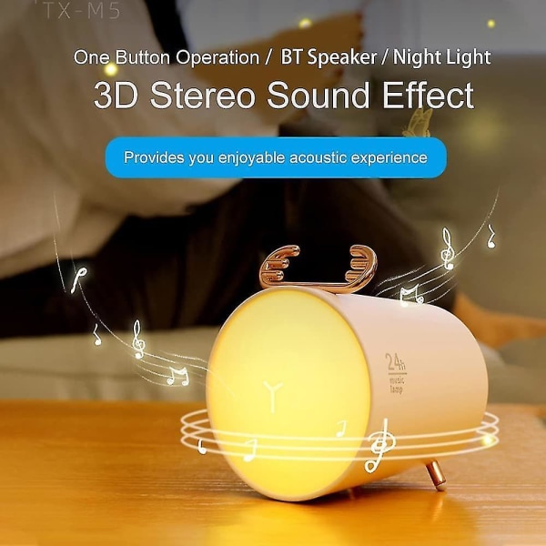 Deer Bluetooth Music Light Uppladdningsbart dämpande Nattljus LED Bordslampa Trådlös Bluetooth högtalare
