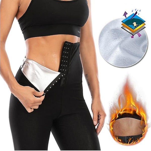 Midjetränare Svett Bastu Byxor Body Shaper Slimming Byxor Dam Waist trainer Magen Hot Thermo Sweat Leggings Fitness Träning, 5 To Point Byxor Blå 2XL 3XL