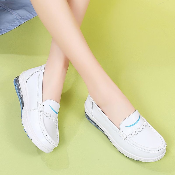 Dam Casual Shoes Läder Air Cushion Shoes Air Shoes Ns9988 Blue 40