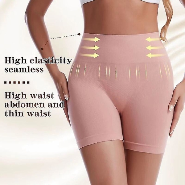 Yoga Fitness Träning Peach Höft Hög midja Magkontroll Trosa Shaper Bantning Underkläder Rumplyftare Magen Formande Damshorts, svart