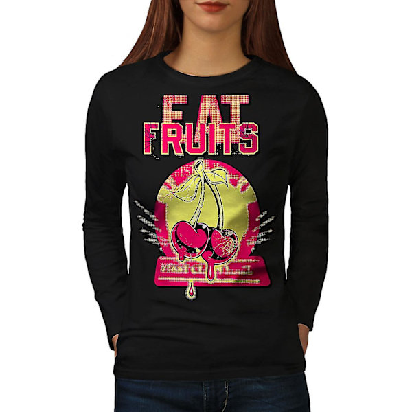 Ät frukt Körsbär Långärmad T-shirt för kvinnor 3XL