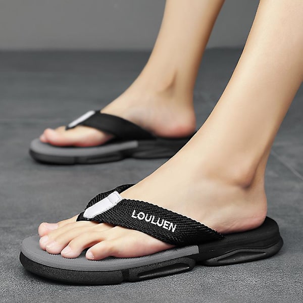 Herrtofflor Sommarmodeskor Halkfria strandsandaler l-226 BlackGray 41