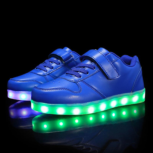 Barnskor Pojkar Led Light Up Skor Sports löparskor för barn 518 Blue 37