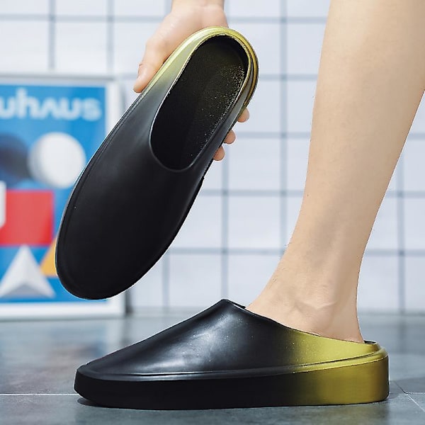 Män Kvinnor Strandtofflor Mode Sandaler Utomhus Halkfria inomhusskor YJ92112 BlackGold 43-44