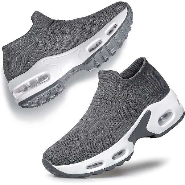 Dampromenadskor Slip-on - Sock Sneakers Dam Omvårdnad Arbete Luftkudde Mesh Casual joggingskor Grey EU 39