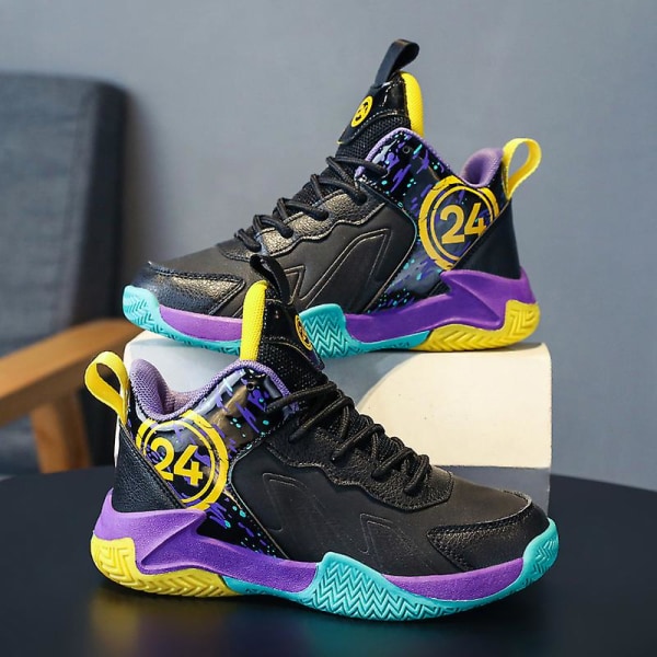 Barnsneakers Pojkar Basketskor Halkfria sportskor för barn 3Bx8802 BlackPurple 31