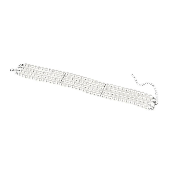 2xflerlager vit imitation pärla Choker Haklapp Statement Bröllop Dam Halsband 3 Pcs