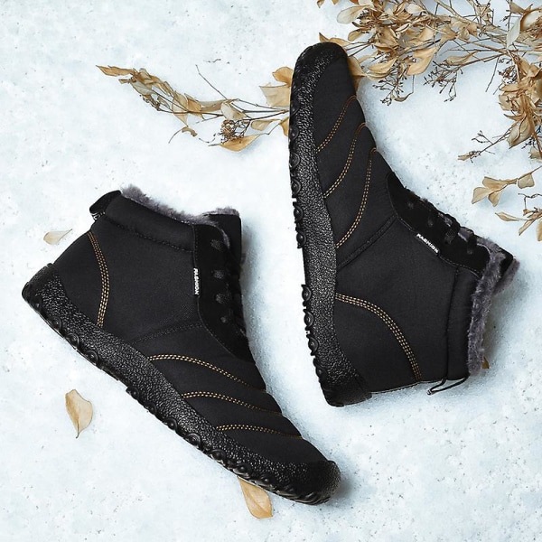 Vintersnöskor för män Vattentåliga skor Anti-halk Casual Bomullsstövlar 1877 Black 39