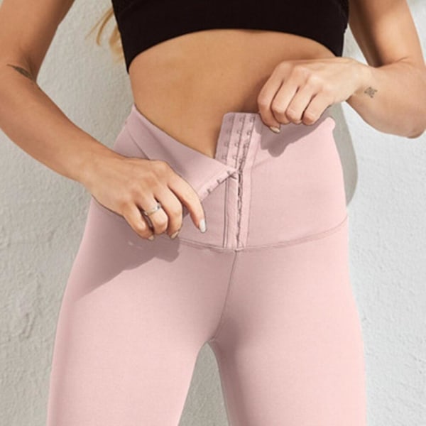 Kvinnor Leggings Slimming Byxor Waist trainer Up Butt Lifter Sexiga Shapewear Magkontroll Trosor Byxa,rosa XL