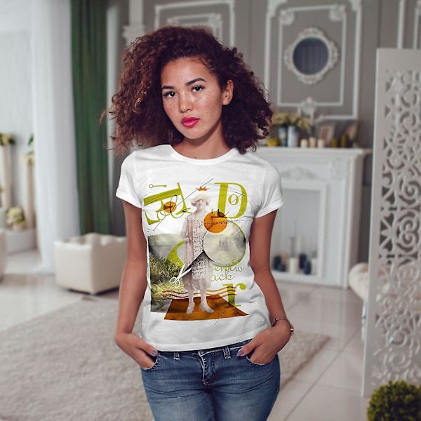 Art Queen Mosaic Whitet-shirt för kvinnor XL