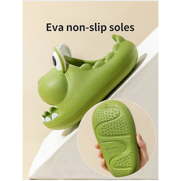 Dinosaurietofflor för barn Halkfria duschbadtofflor Mjuka sommarsandaler för flickor och pojkar Gray 39-40 24cm