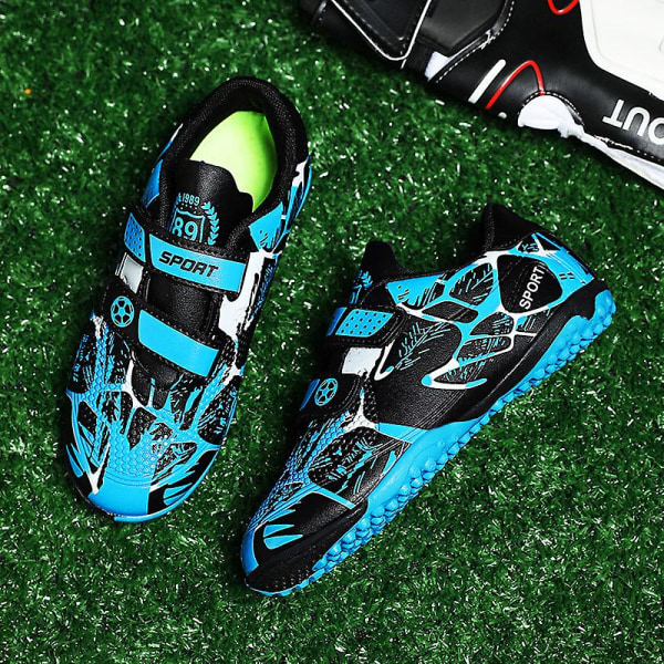 Fotbollsskor för barn Halkfria fotbollsskor Klossar Gräs Fotbollssneakers Yj166 Blue 29