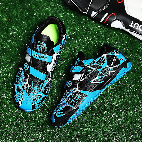 Fotbollsskor för barn Halkfria fotbollsskor Klossar Gräs Fotbollssneakers Yj166 Blue 31