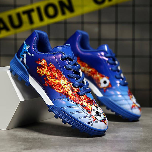 Fotbollsskor för barn Halkfria fotbollsskor Klossar Gräs Fotbollssneakers Yj681 Blue 31