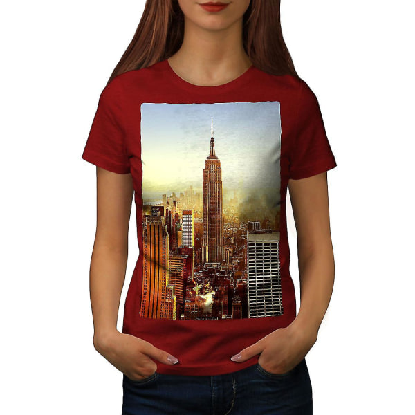 Empire State Sun Set Dam Röd-skjorta XXL