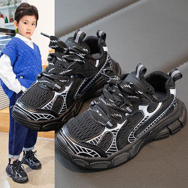 Sneakers för barn Andas Pojkar Flickor Löparskor Mode Sportskor 3An2301 Black 26