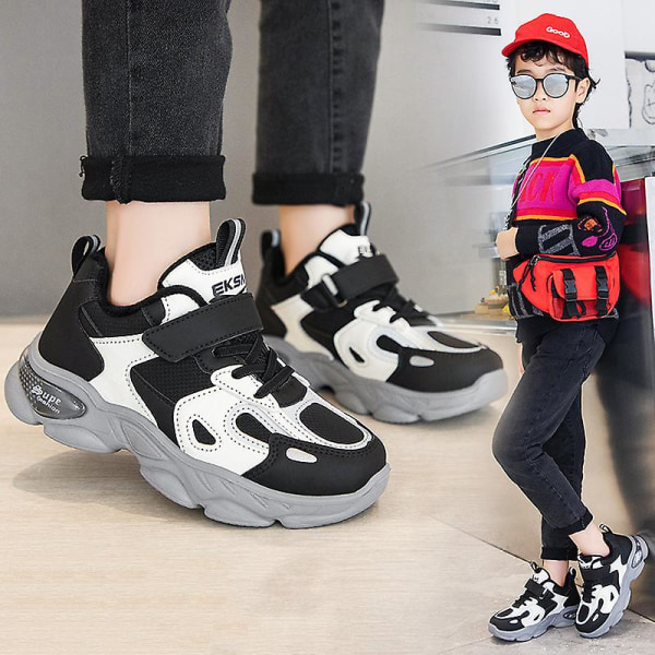 Barn Sneakers Flickor Andas löparskor Mode Sportskor A05 Black 27