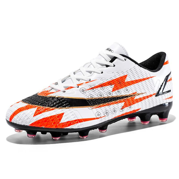 Fotbollsskor för män Halkfria fotbollsskor Klossar Gräs Fotbollssneakers X916 WhiteOrange 37