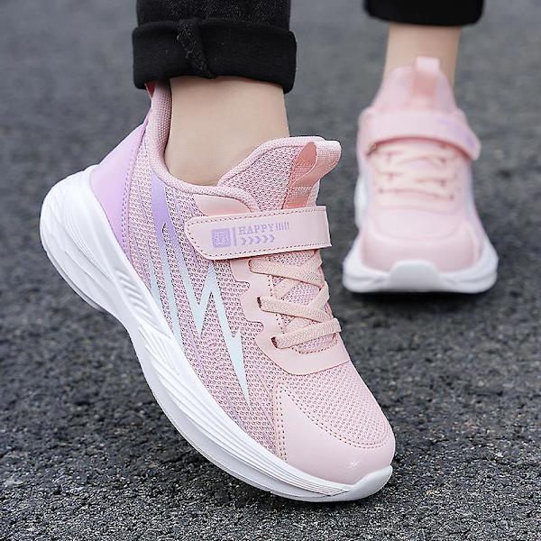 Sneakers för barn för pojkar, flickor, löpning tennisskor, lätt andas, sport, atletisk 3B2039 Pink 34