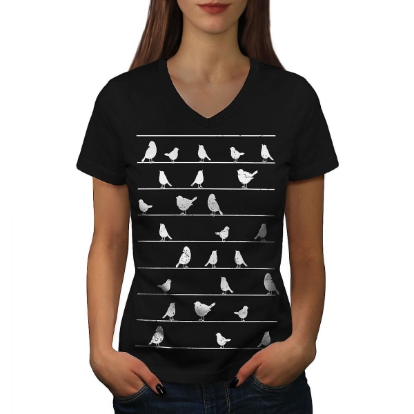 Lines Bird Cute Animal Women T-shirt 3XL