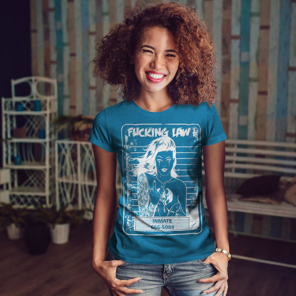 Law Finger Girl Mode Kvinnor Royal Bluet-shirt XL