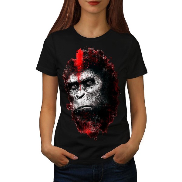 Monkey Face Beast Svart t-shirt för kvinnor XXL