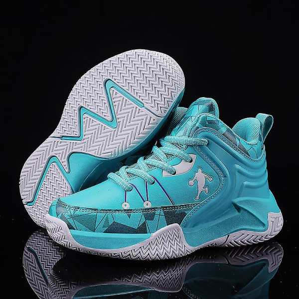 Basketskor för barn Mode Pojkar Flickor Sneakers Andas Sportskor 668 Cyan 39