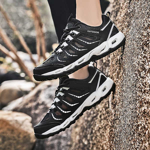 Dam vandringsskor Trailrunning Skor Halksäkra Fitness Promenad Jogging Sneakers 3C2025 BlackWhite 36