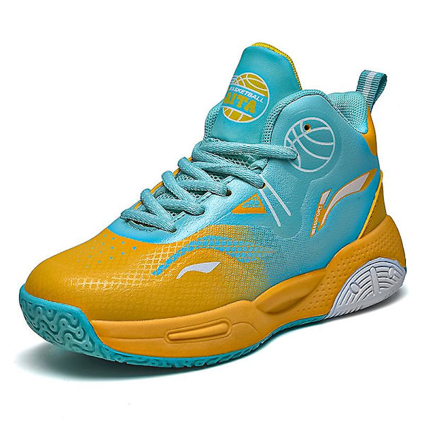 Basketskor för barn Mode Pojkar Flickor Sneakers Andas Sportskor 2210 YellowGreen 34