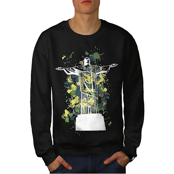 Christ Redeemer Brazil Men Blacksweatshirt | Wellcoda M