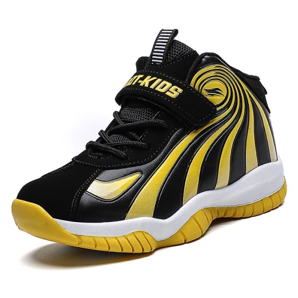 Basketskor för barn Mode Halkfria sneakers Sportskor som andas 3987Em BlackYellow 34