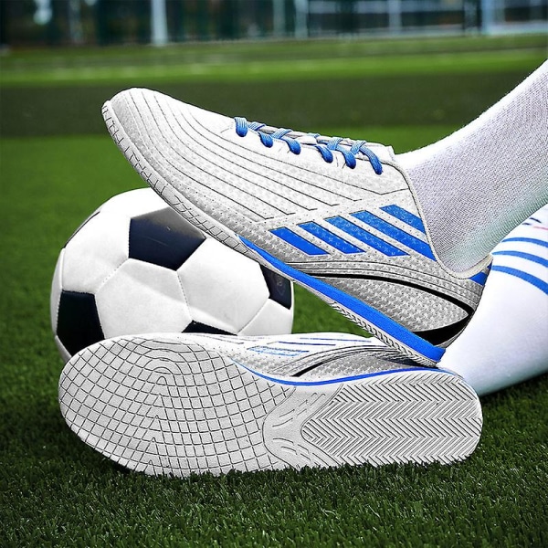 Fotbollsskor för män Fotbollsskor med hög ankel för vuxna Grästräning Sport Skor Sneakers 3B22036 Silver 34