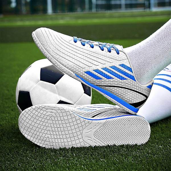 Fotbollsskor för män Höga fotbollsskor för vuxna Grästräning Sport Skor Sneakers 3B22036 Silver 37