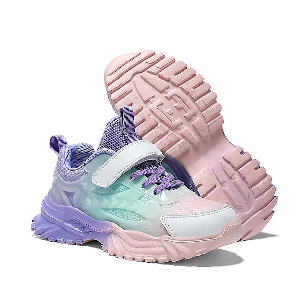 Sneakers för barn för flickor, löpning tennisskor, lätt andningsbar sport atletisk 3Bx022 Purple 35