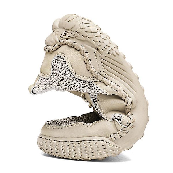 Promenadskor för män Andas Flying Woven Mesh joggingskor Halkfria sneakers 3C9903 Beige 42