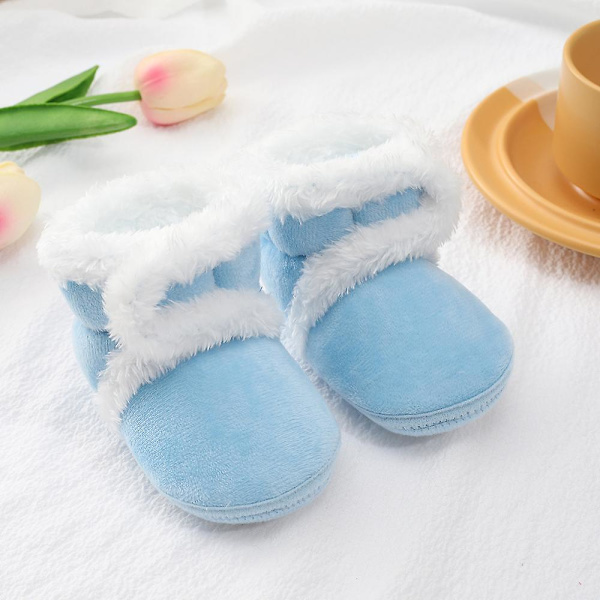Vintervarma nyfödda toddler 1 år baby Flickor Pojkar Skor Mjuk sula Pälssnöskor 0-18M Blue 7-12 Months