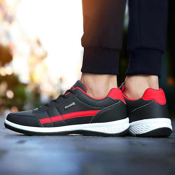 Läder Herrskor Sneakers Trend Casual Italiensk Andas Fritid Herr Sneakers Halkfria skor Herr Vulkaniserade skor Black 41