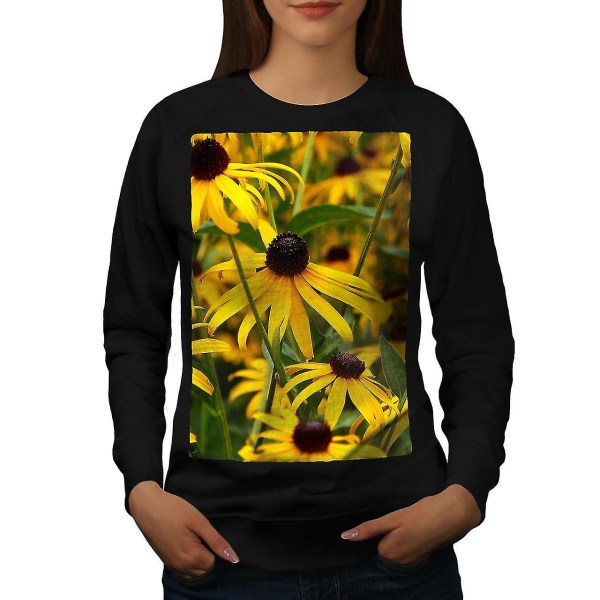Trädgårdsblommor Kvinnor Blacksweatshirt L