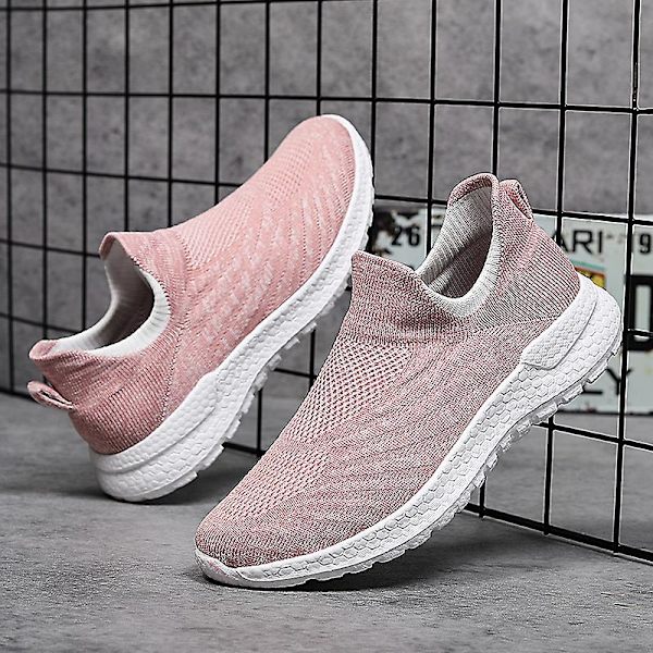 Herr Fly Weaving Sneakers Andas löparskor Mode Sportskor 3Af8026 Pink 44