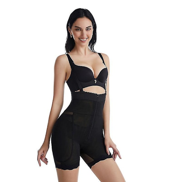 Shapewear For Women Magkontroll Faja Butt Lifter Body Shaper För Dam Med Dragkedja i grenen BLACK S