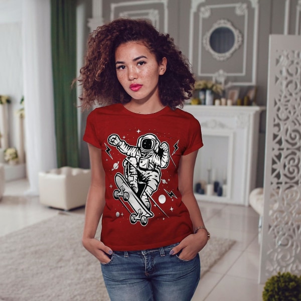 Space Man Kvinnor Röd T-shirt XXL