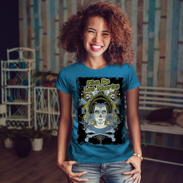 Los Muertos Kvinna Skull Kvinna Royal Bluet-shirt XL