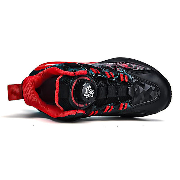 Basketskor för barn Mode Halkfria sneakers Andas Pojkar Flickor Sportskor 2902 BlackRed 34