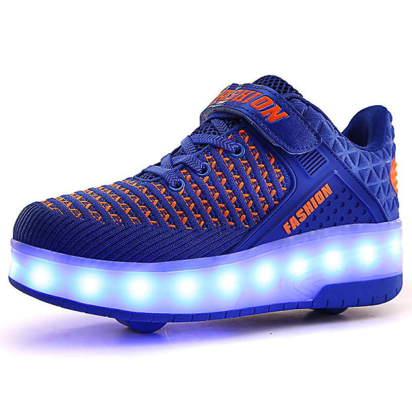 Barnsneakers Dubbelhjulsskor Led Light Skor 8099 Blue 40