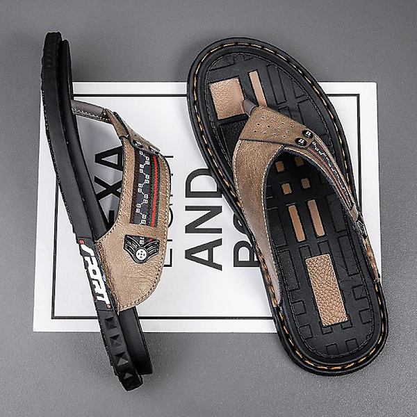 Herrtofflor Halkfria sandaler Mode strandskor för kvinnor 20513 Khaki 44