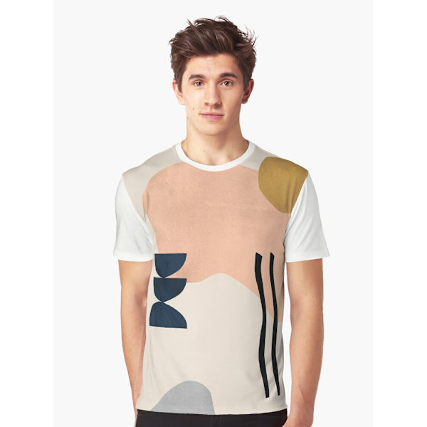 Abstrakt beige solbränna Geometrisk konst 3 grafisk T-shirt White M
