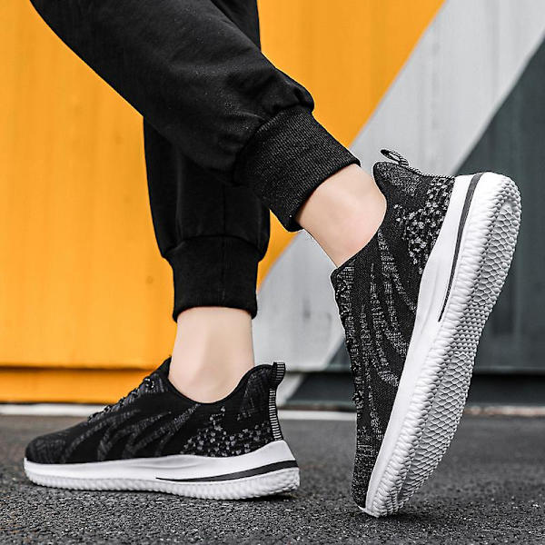 Herr Fly Weaving Sneakers Andas löparskor Mode Sportskor 3A706 BlackWhite 44