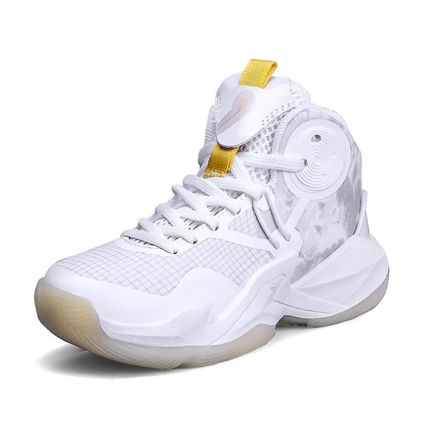 Basketskor för barn Mode Pojkar Flickor Sneakers Andas Sportskor 3331 White 32